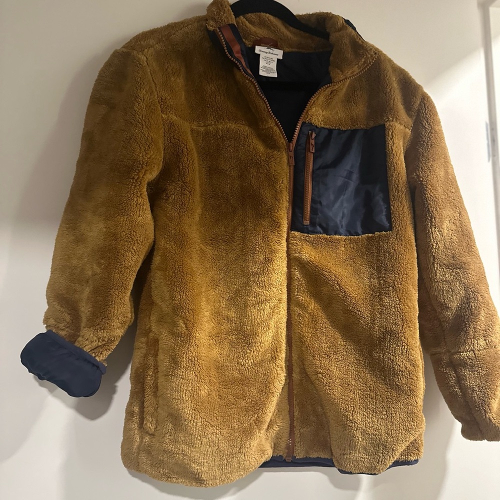 Tommy Bahama Tan Fleece Jacket with Navy Accents